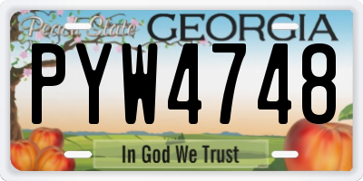 GA license plate PYW4748