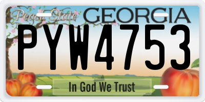 GA license plate PYW4753