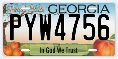 GA license plate PYW4756