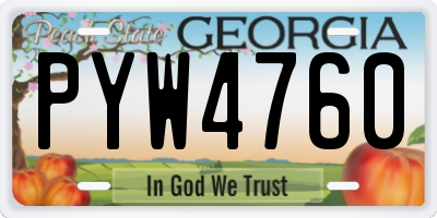 GA license plate PYW4760