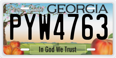GA license plate PYW4763