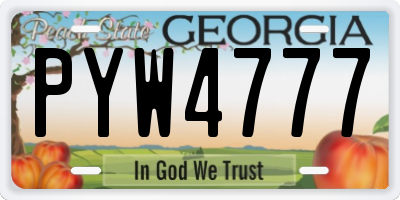 GA license plate PYW4777