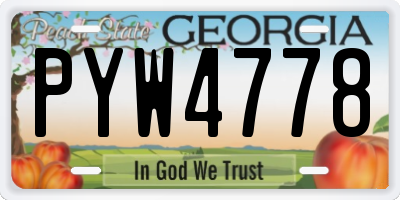GA license plate PYW4778