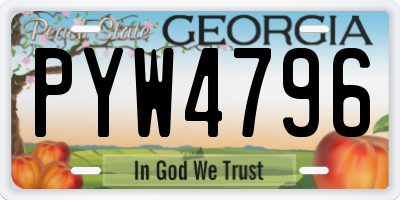 GA license plate PYW4796