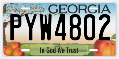 GA license plate PYW4802