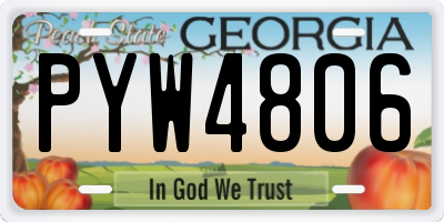 GA license plate PYW4806