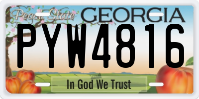 GA license plate PYW4816