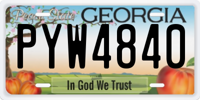GA license plate PYW4840