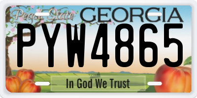 GA license plate PYW4865