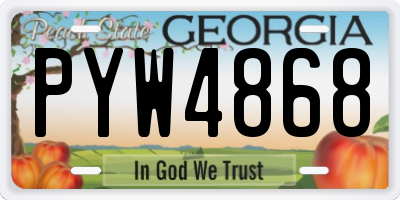 GA license plate PYW4868