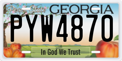 GA license plate PYW4870