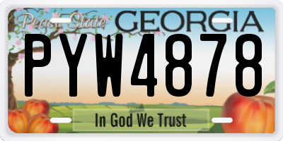 GA license plate PYW4878