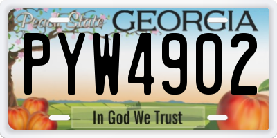 GA license plate PYW4902
