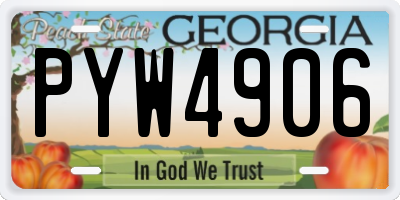 GA license plate PYW4906