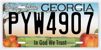 GA license plate PYW4907