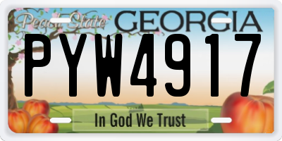 GA license plate PYW4917
