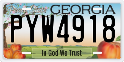 GA license plate PYW4918