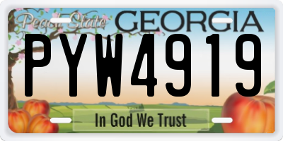 GA license plate PYW4919