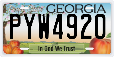 GA license plate PYW4920