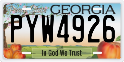 GA license plate PYW4926