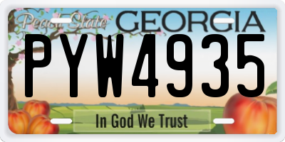 GA license plate PYW4935