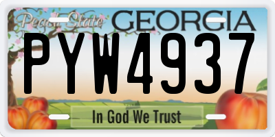 GA license plate PYW4937