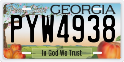 GA license plate PYW4938