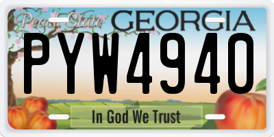 GA license plate PYW4940