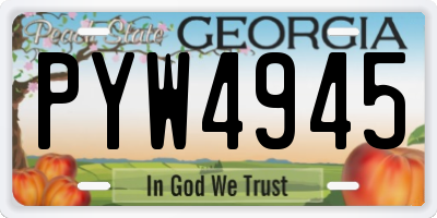 GA license plate PYW4945