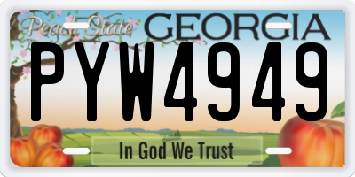 GA license plate PYW4949