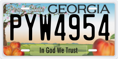 GA license plate PYW4954