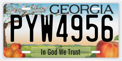 GA license plate PYW4956