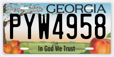 GA license plate PYW4958