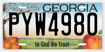 GA license plate PYW4980