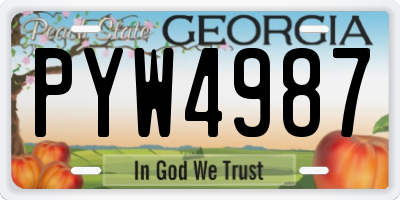 GA license plate PYW4987