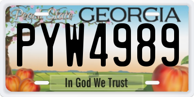 GA license plate PYW4989