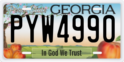 GA license plate PYW4990
