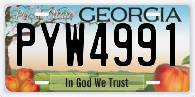 GA license plate PYW4991