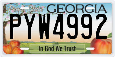 GA license plate PYW4992