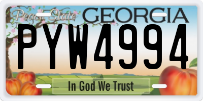GA license plate PYW4994