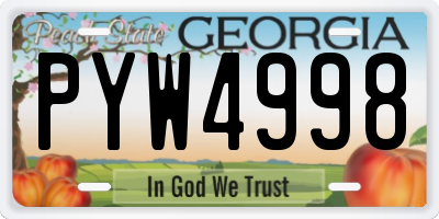 GA license plate PYW4998