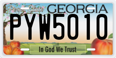 GA license plate PYW5010