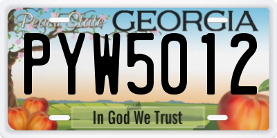 GA license plate PYW5012