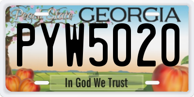 GA license plate PYW5020