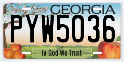 GA license plate PYW5036