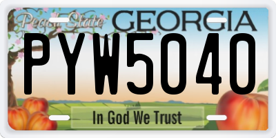 GA license plate PYW5040