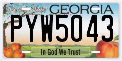 GA license plate PYW5043