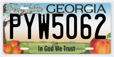 GA license plate PYW5062