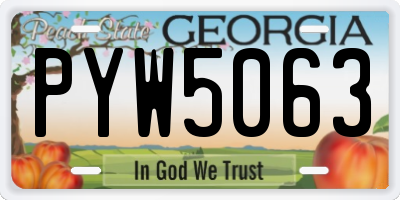GA license plate PYW5063