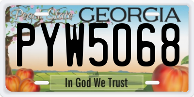 GA license plate PYW5068